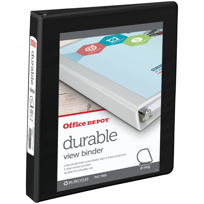 Office Depot Brand Durable View Slant-Ring 3-Ring Binder, 1in Slant Rings, Black (Min Order Qty 26) MPN:82373