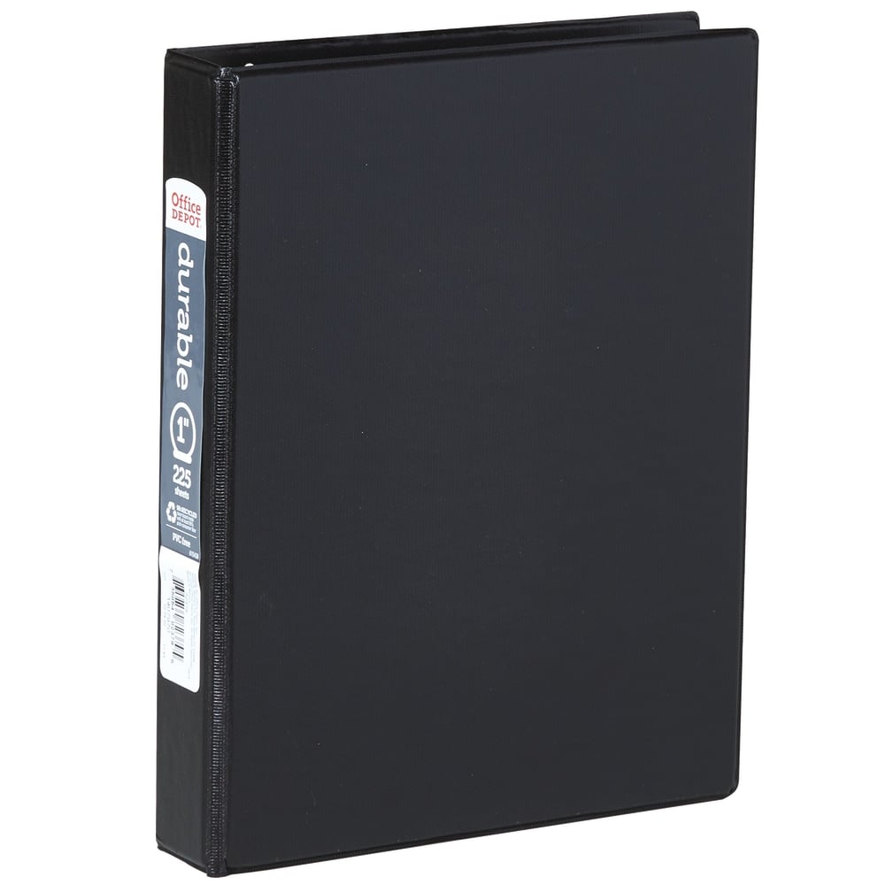 Office Depot Brand Durable Reference Memo Size 3-Ring Binder, 1in Round Rings, 49% Recycled, Black (Min Order Qty 12) MPN:82379