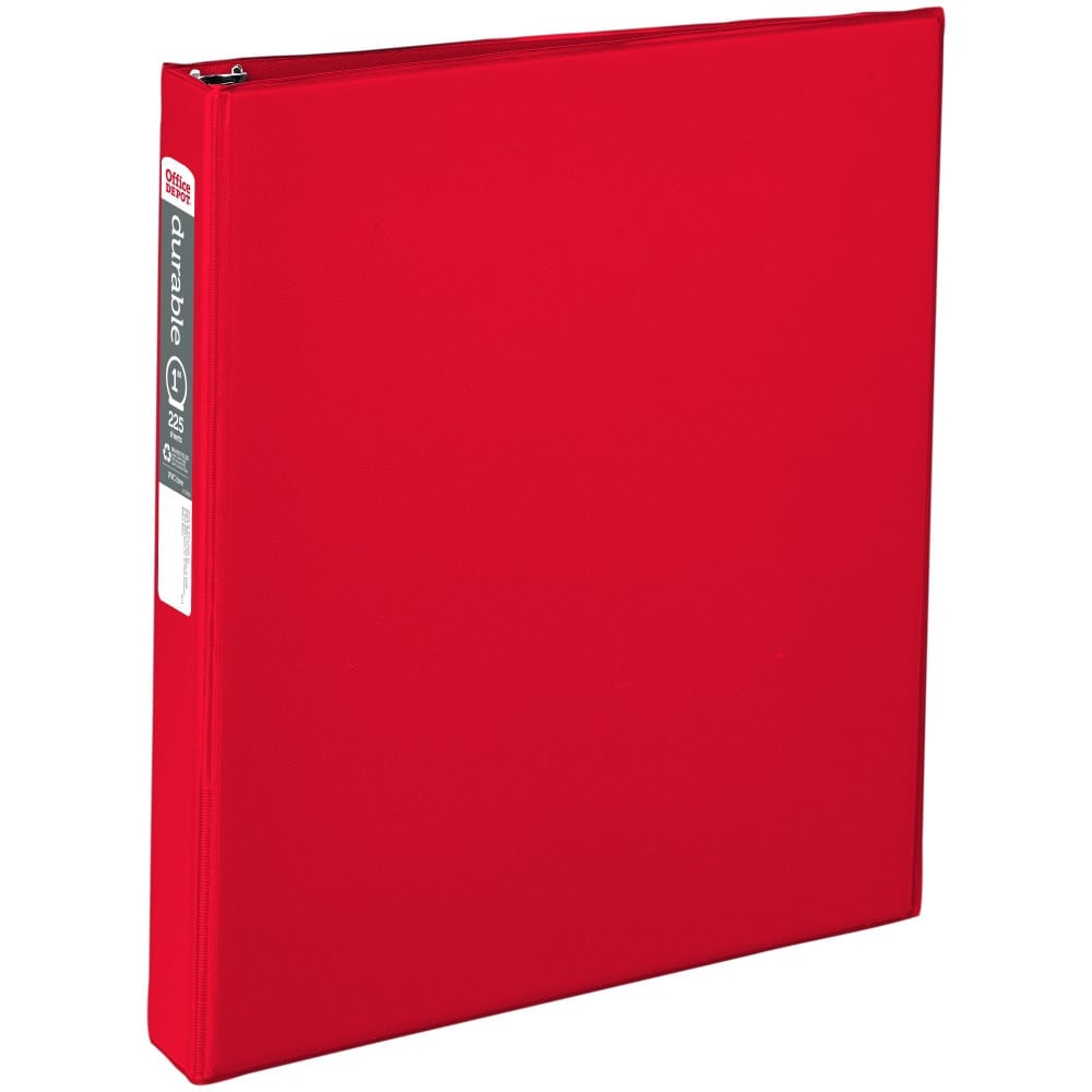 Office Depot Brand Durable Reference 3-Ring Binder, 1in Round Rings, Red (Min Order Qty 29) MPN:82391