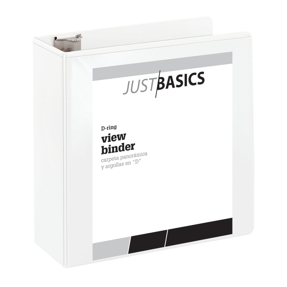 Just Basics Basic View 3-Ring Binder, 4in D-Rings, White (Min Order Qty 14) MPN:OD02761EA