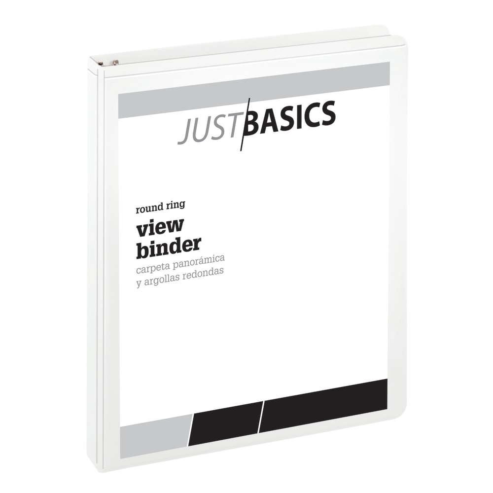 Just Basics Basic View 3-Ring Binder, 1in Round Rings, White (Min Order Qty 33) MPN:OD02765EA