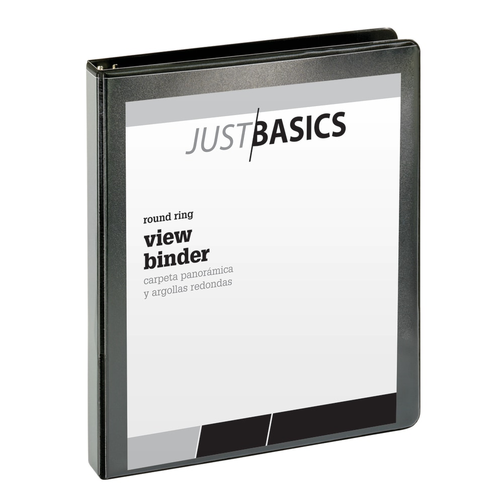 Just Basics Basic View 3-Ring Binder, 1in Round Rings, Black (Min Order Qty 33) MPN:OD02767EA