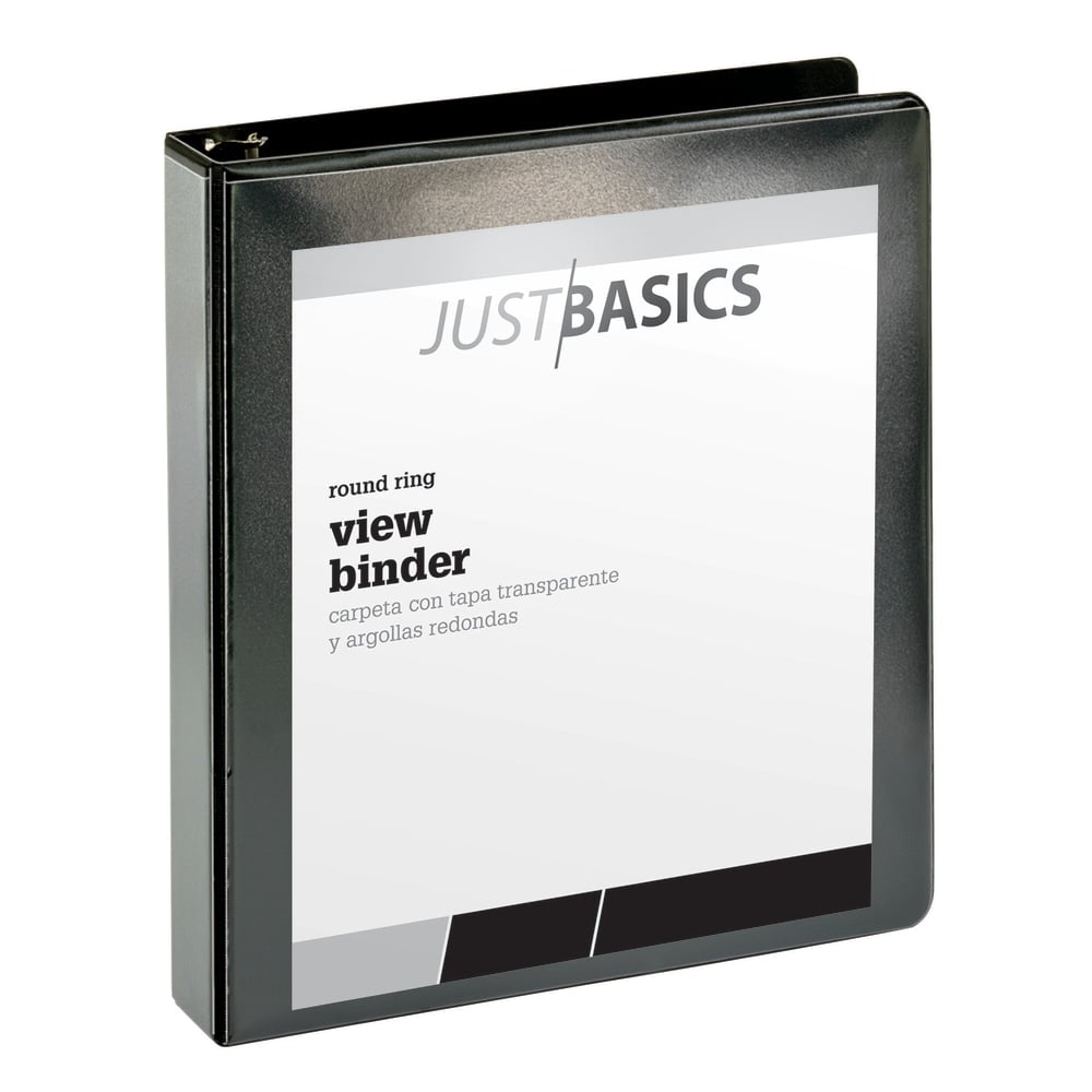 Just Basics Basic View 3-Ring Binder, 1 1/2in Round Rings, Black (Min Order Qty 28) MPN:OD02768EA