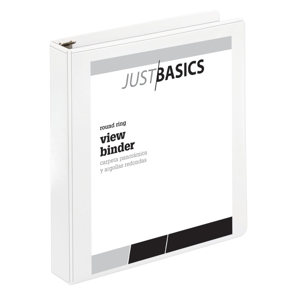 Just Basics Basic View 3-Ring Binder, 1 1/2in Round Rings, White (Min Order Qty 28) MPN:OD02769EA