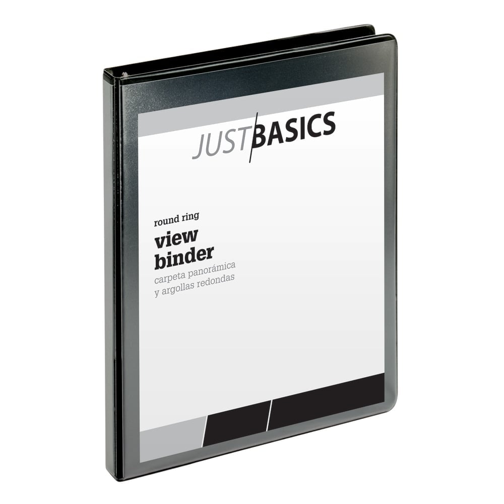 Just Basics Basic View 3-Ring Binder, 1/2in Round Rings, Black (Min Order Qty 38) MPN:OD02771EA