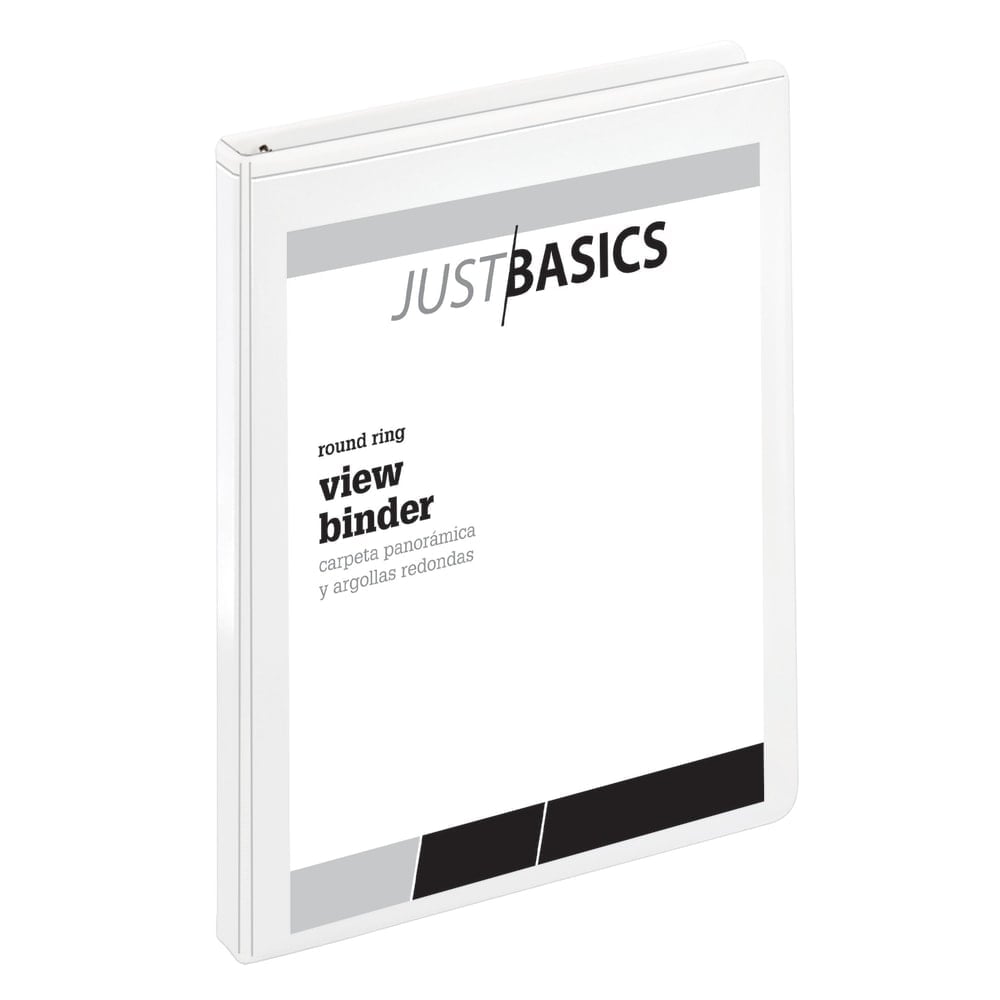 Just Basics Basic View 3-Ring Binder, 1/2in Round Rings, White (Min Order Qty 38) MPN:OD02772EA