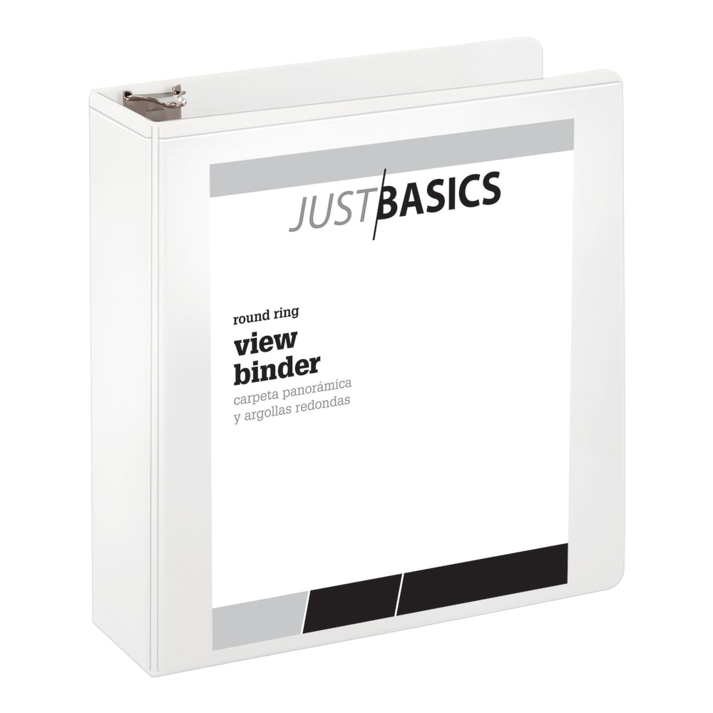 Just Basics Basic View 3-Ring Binder, 3in Round Rings, White (Min Order Qty 20) MPN:OD02786EA