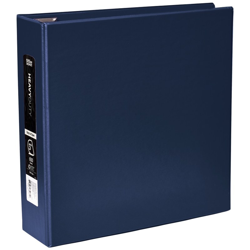 Office Depot Heavy-Duty 3-Ring Binder, 3in D-Rings, Navy (Min Order Qty 12) MPN:OD03034