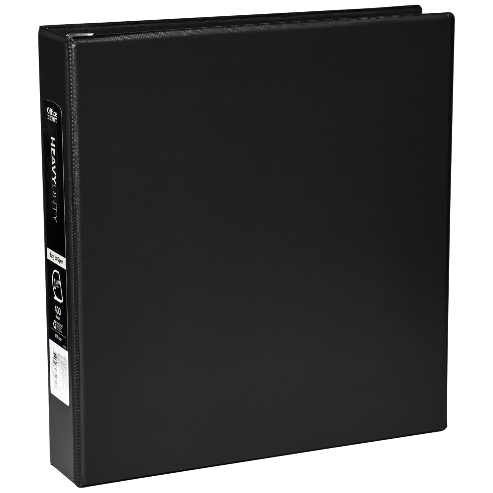 Office Depot Heavy-Duty Easy-Open 3-Ring Binder, 1 1/2in D-Rings, 49% Recycled, Black (Min Order Qty 16) MPN:OD03036