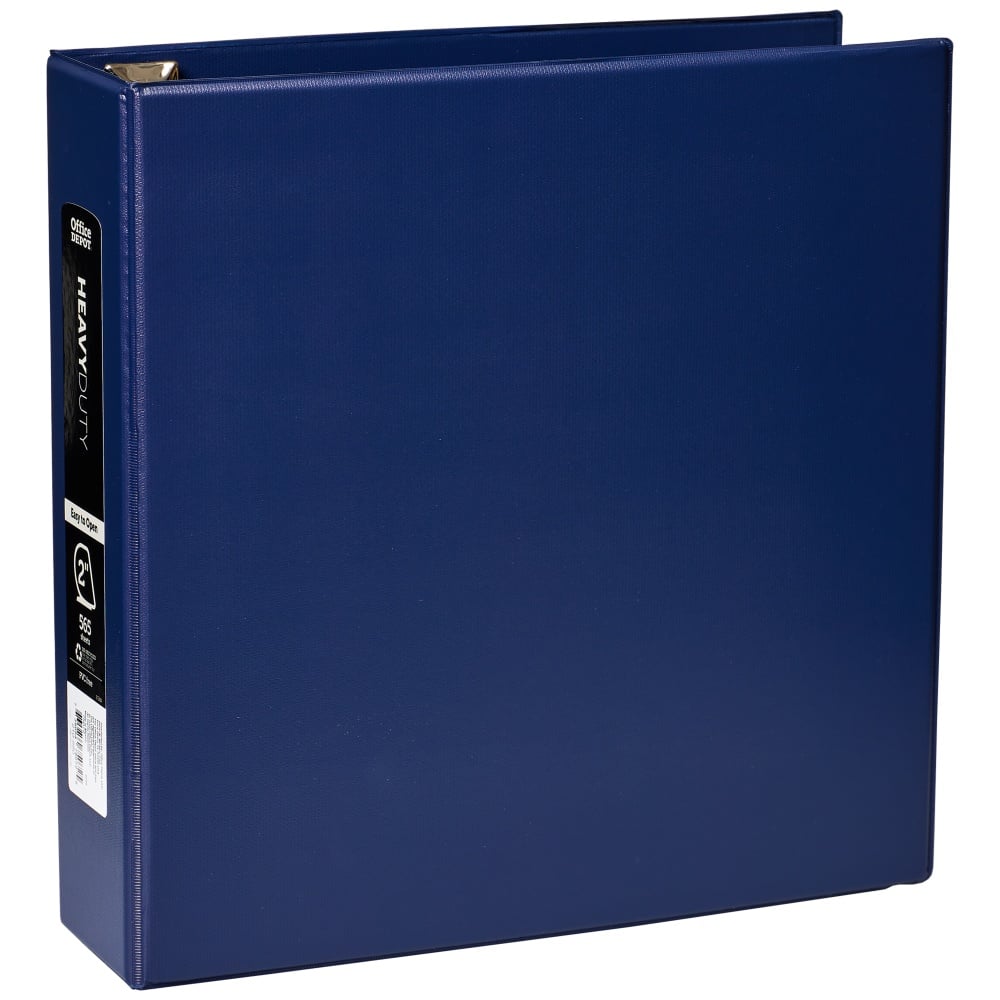 Office Depot Brand Heavy-Duty 3-Ring Binder, 2in D-Rings, 49% Recycled, Navy (Min Order Qty 15) MPN:OD03059