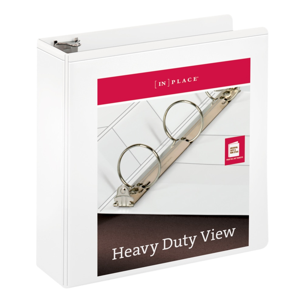 [IN]PLACE Heavy-Duty Nonstick View 3-Ring Binder, 3in Round Rings, White (Min Order Qty 15) MPN:OD03083