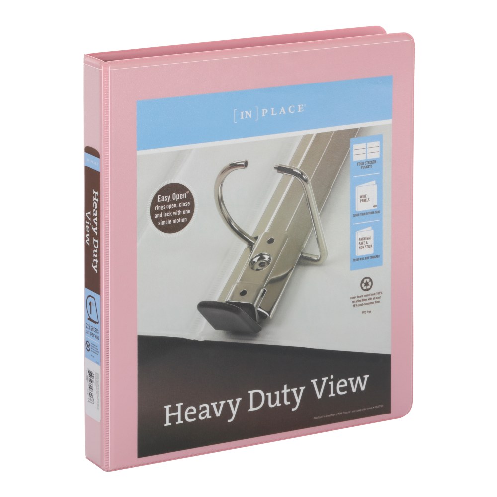 Office Depot Heavy-Duty View 3-Ring Binder, 1in D-Rings, Pink (Min Order Qty 18) MPN:OD03120