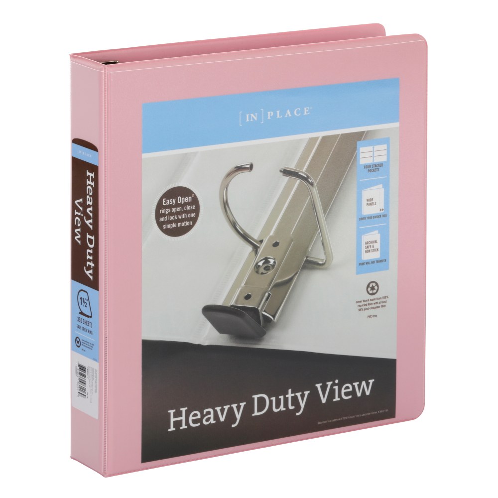 Office Depot Heavy-Duty View 3-Ring Binder, 1 1/2in D-Rings, Pink (Min Order Qty 17) MPN:OD03121