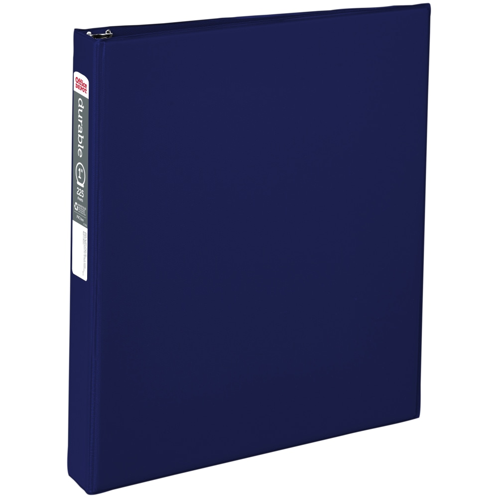 Office Depot Brand Nonstick 3-Ring Binder, 1in Round Rings, Blue (Min Order Qty 29) MPN:OD03289