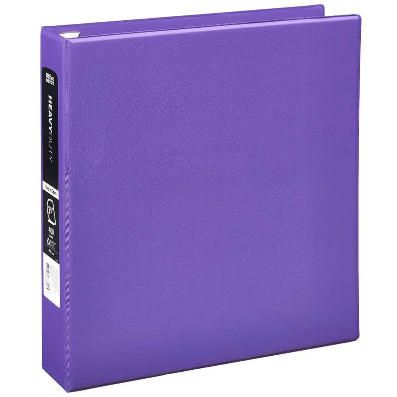 Office Depot Heavy-Duty Easy-Open 3-Ring Binder, 1 1/2in D-Rings, 49% Recycled, Purple (Min Order Qty 16) MPN:OD03309