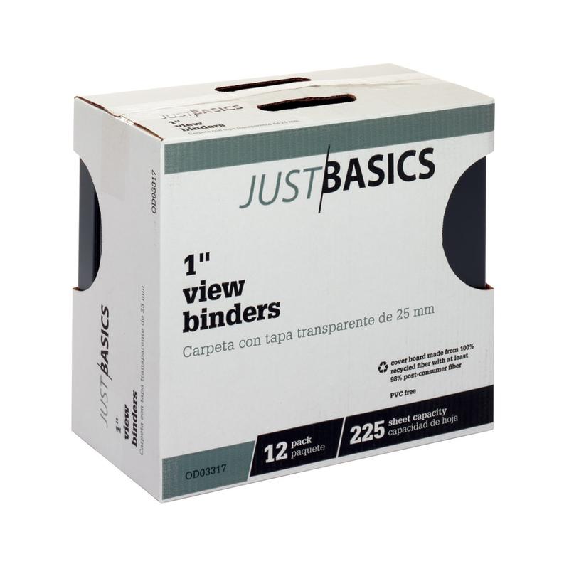 Just Basics View 3-Ring Binder, 1in Round Rings, Black, Pack Of 12 (Min Order Qty 3) MPN:OD03317