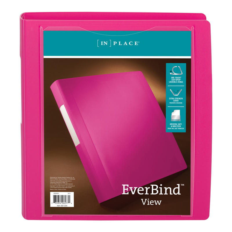 Office Depot Brand EverBind View 3-Ring Binder, 1 1/2in D-Rings, Pink (Min Order Qty 7) MPN:OD06208