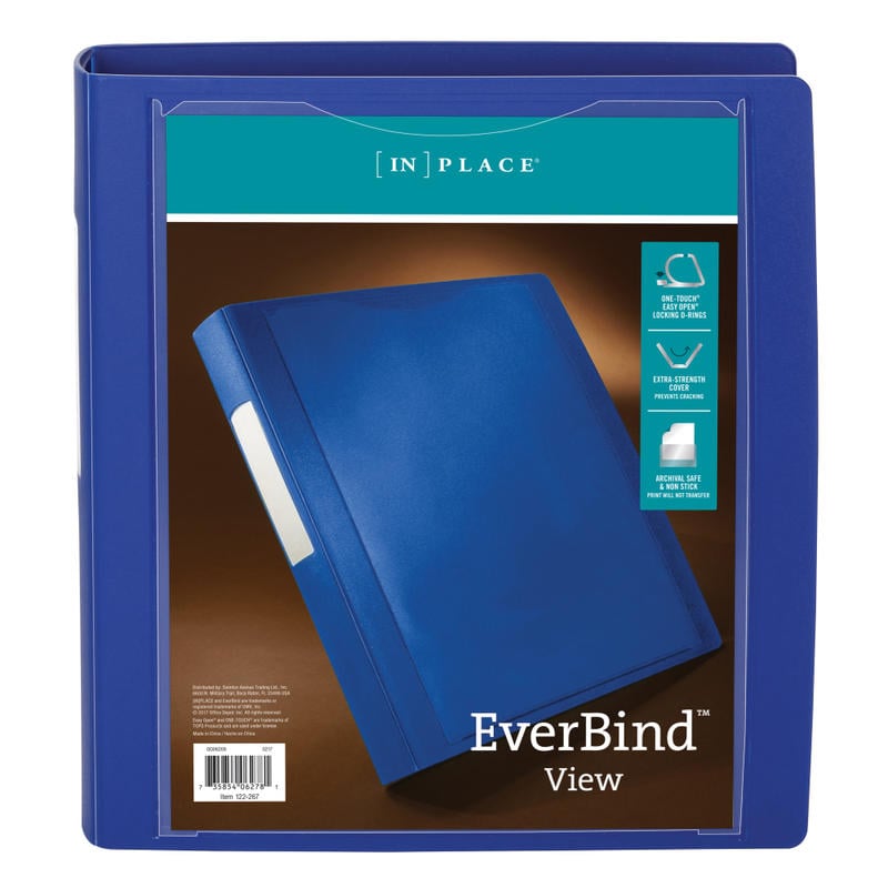 Office Depot Brand Everbind View 3-Ring Binder, 1 1/2in D-Rings, Blue (Min Order Qty 7) MPN:OD06209