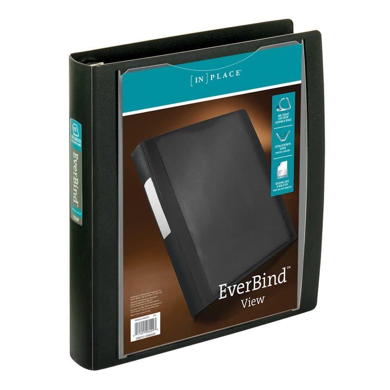 Office Depot Brand EverBind View 3-Ring Binder, 1 1/2in D-Rings, Black (Min Order Qty 7) MPN:OD06229