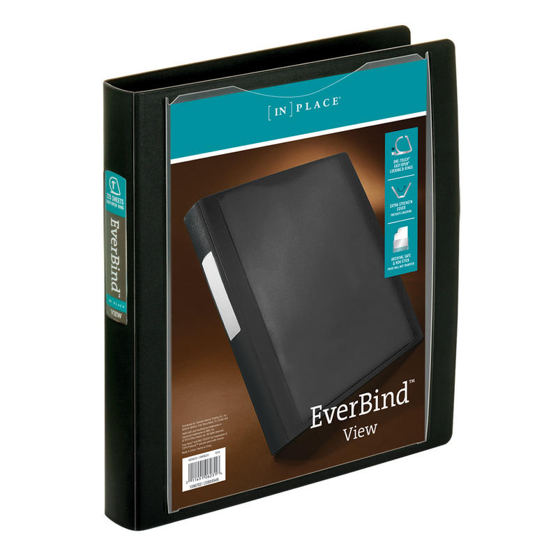 Office Depot Brand EverBind View 3-Ring Binder, 1in D-Rings, Black (Min Order Qty 8) MPN:OD06231