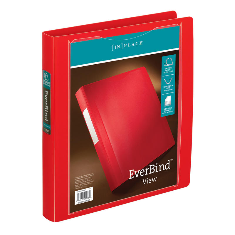 Office Depot Brand EverBind View 3-Ring Binder, 1in D-Rings, Red (Min Order Qty 8) MPN:OD06233