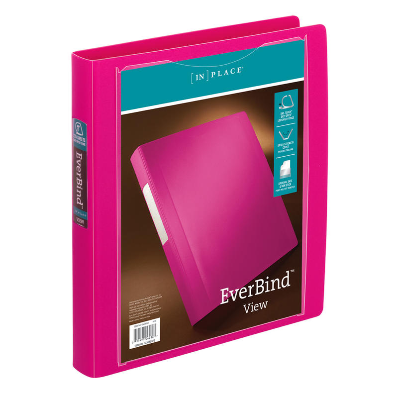 Office Depot Brand EverBind View 3-Ring Binder, 1in D-Rings, Pink (Min Order Qty 8) MPN:OD06234