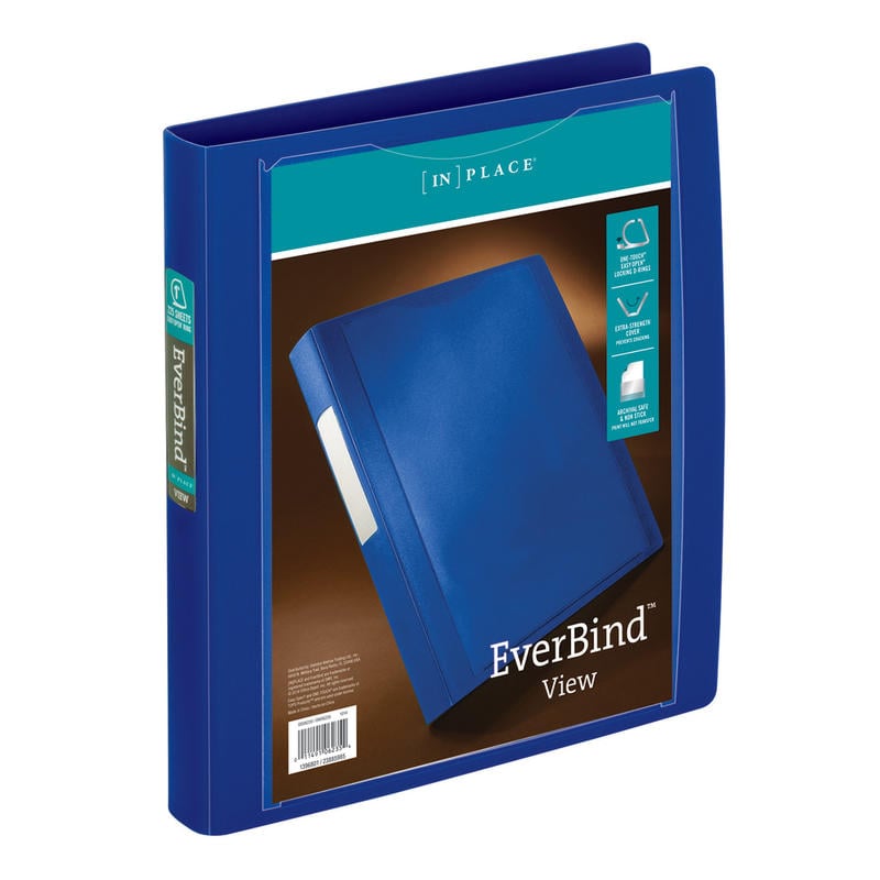 Office Depot Brand EverBind View 3-Ring Binder, 1in D-Rings, Blue (Min Order Qty 8) MPN:OD06235