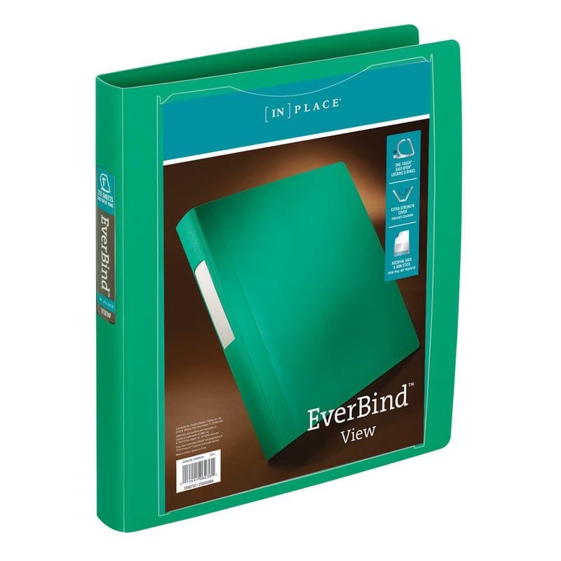 Office Depot Brand EverBind View 3-Ring Binder, 1in D-Rings, Green (Min Order Qty 8) MPN:OD06236