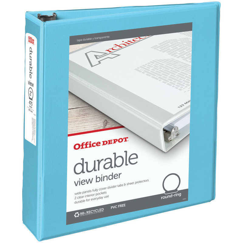 Office Depot Brand 3-Ring Durable View Binder, 2in Round Rings, Jeweler Blue (Min Order Qty 21) MPN:OD06616