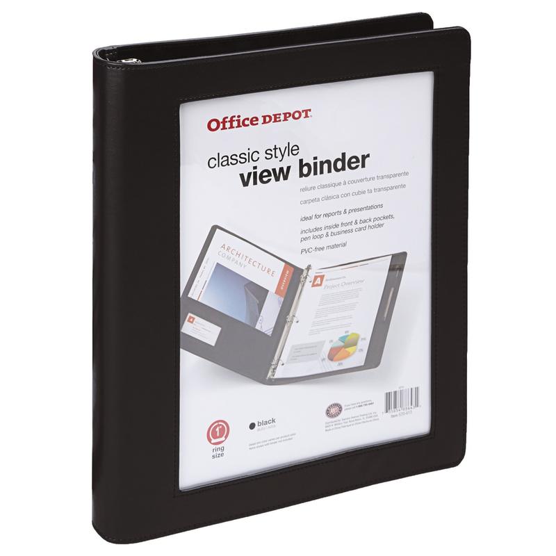 Office Depot Brand Classic-Style View 3-Ring Binder, 1in Round Rings, Black (Min Order Qty 11) MPN:ODUS2020-001