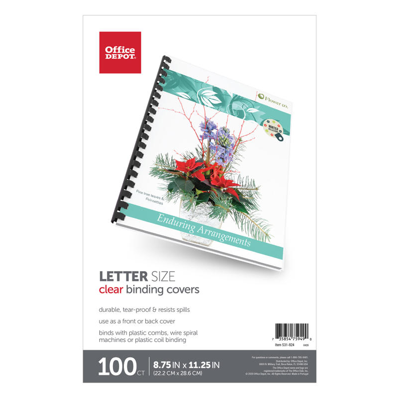 Office Depot Brand Clear Binding Covers, 8-3/4in x 11-1/4in, Box Of 100 (Min Order Qty 3) MPN:03OD531824