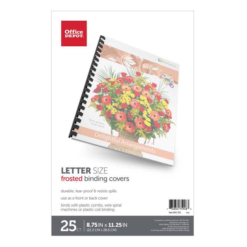 Office Depot Brand Binding Covers, 8-3/4in x 11-1/4in, Frosted, Pack Of 25 (Min Order Qty 5) MPN:03OD804703