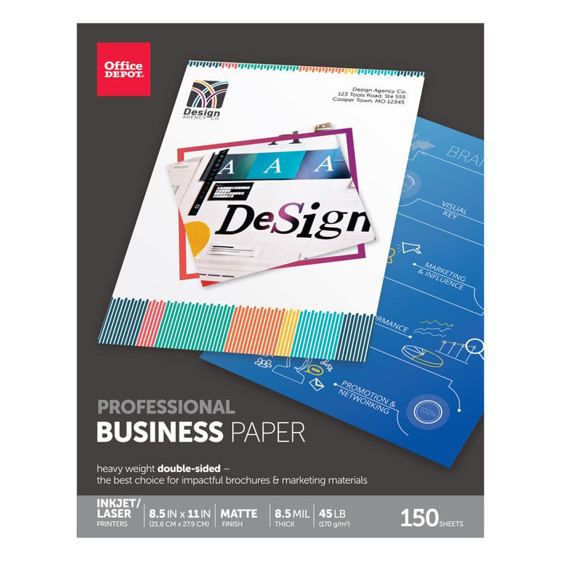 Office Depot Brand Professional Business Paper, Matte, Double-Sided, Letter, White, Pack Of 150 Sheets (Min Order Qty 4) MPN:124210