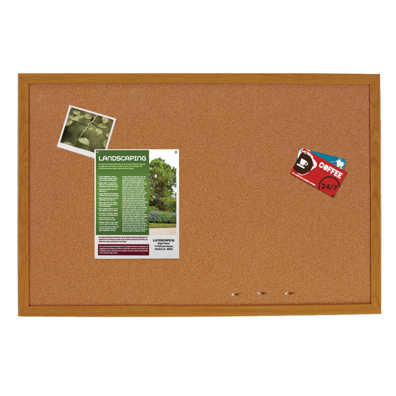 Office Depot Brand Cork Bulletin Board, 24in x 36in, Wood Frame With Oak Finish (Min Order Qty 3) MPN:KK0251