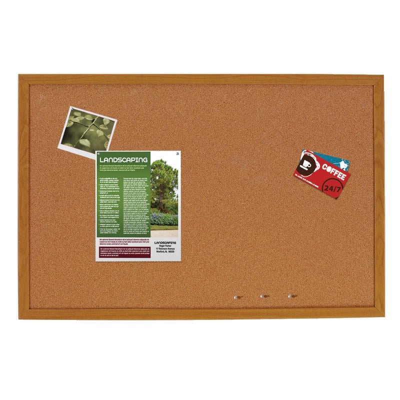 Office Depot Brand Cork Bulletin Board, 48in x 96in, Wood Frame With Oak Finish MPN:KK0254