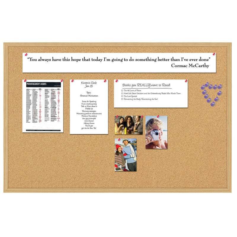 Office Depot Brand Cork Bulletin Board, 36in x 48in, Wood Frame With Light Oak Finish (Min Order Qty 3) MPN:KK0342