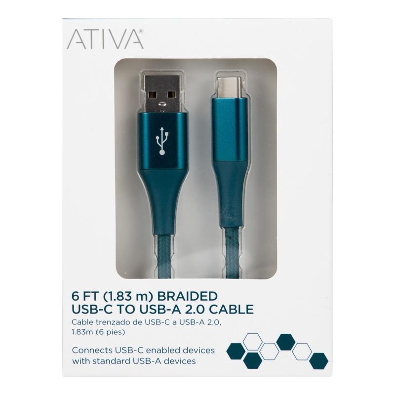 Ativa USB Type-C To USB Type-A Cable, 6ft, Emerald, 45398 (Min Order Qty 6) MPN:45398