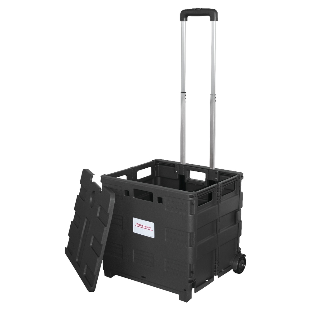 Office Depot Brand Mobile Folding Cart With Lid, 16inH x 18inW x 15inD, Black (Min Order Qty 3) MPN:50801