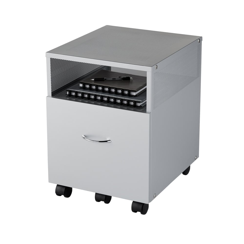 Realspace Vista 38inD Metal Mobile File Storage Cart, Silver MPN:HM-2460