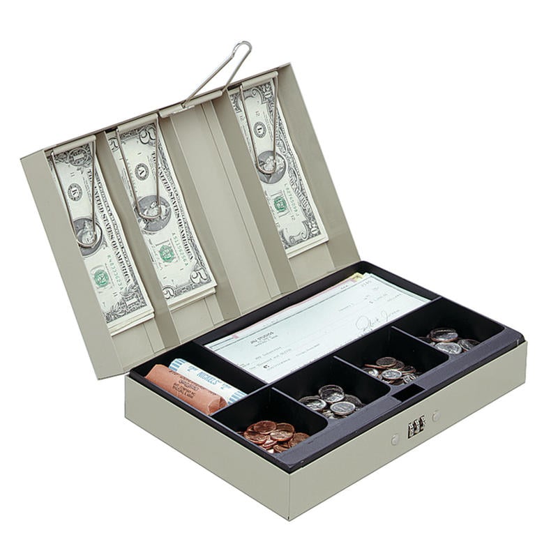 Office Depot Brand Cash Box, 3 1/8inH x 11 3/8inW x 7 5/8inD, Sand (Min Order Qty 4) MPN:TS811