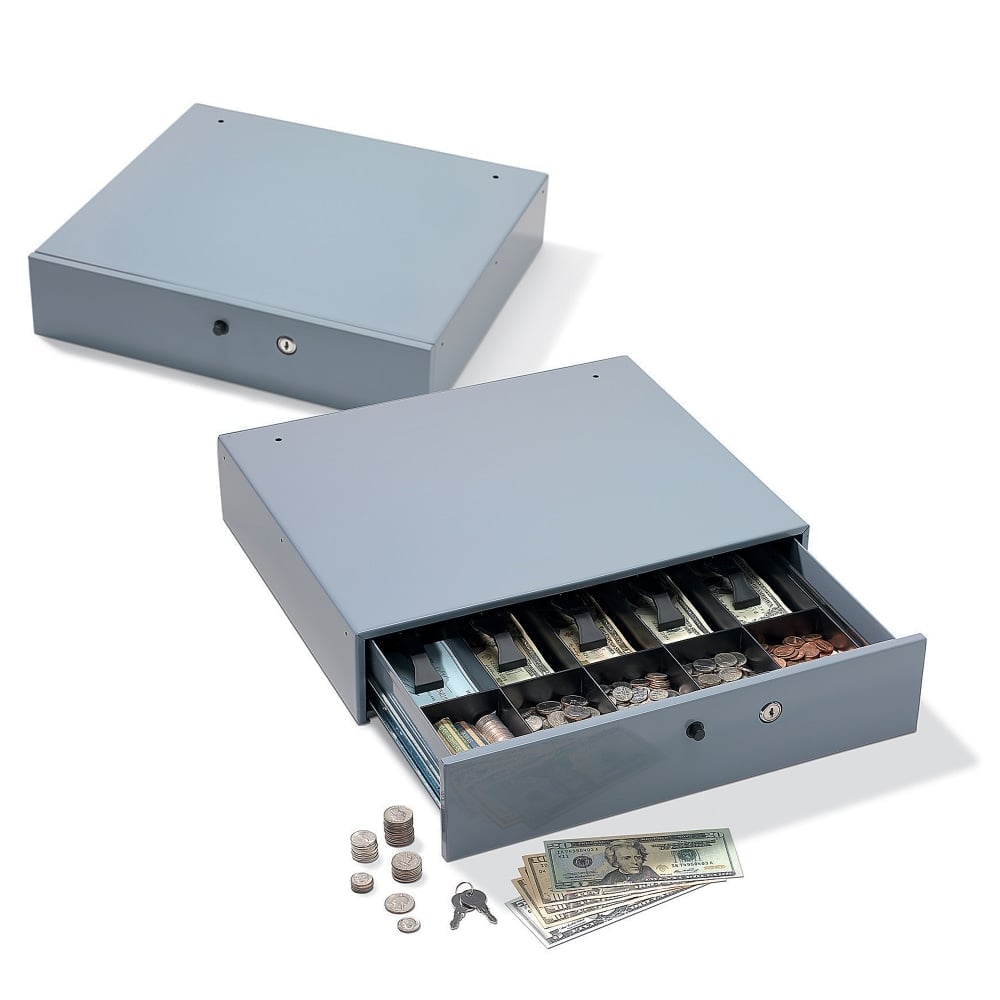 Office Depot Brand Large-Capacity Manual Cash Drawer, 3 7/8inH x 17 3/4inW x 15 7/8inD, Gray MPN:TS850