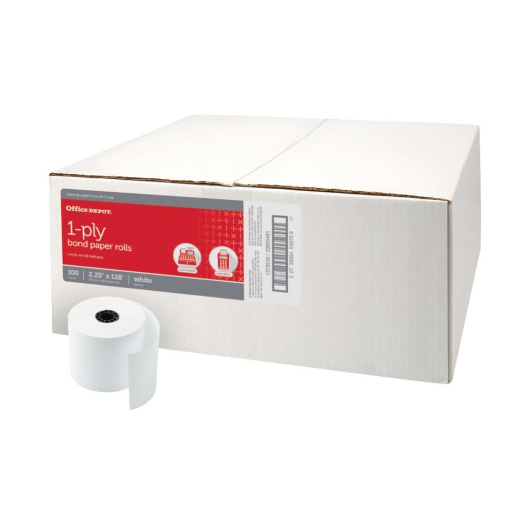 Office Depot Brand Paper Roll, 2-1/4in x 128ft, White (Min Order Qty 77) MPN:1379530