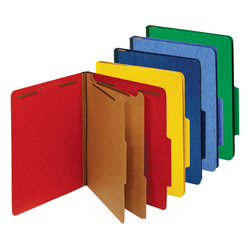 Office Depot Brand Classification Folders, 2-1/2in Expansion, 2 Dividers, 8 1/2in x 11in, Letter, 83% Recycled, Assorted, Box of 5 (Min Order Qty 8) MPN:01723OD