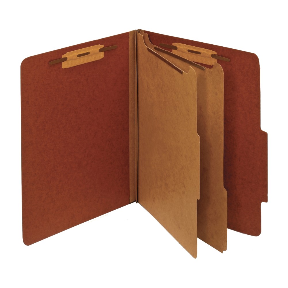 Office Depot Brand Classification Folders, 2 1/2in Expansion, Letter Size, 2 Dividers, 83% Recycled, Brick Red, Pack Of 5 Folders (Min Order Qty 8) MPN:463778OD