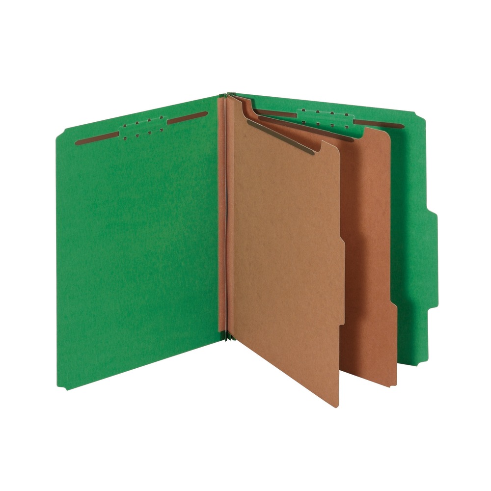 Office Depot Brand Classification Folders, 2 1/2in Expansion, Letter Size, 2 Dividers, 83% Recycled, Light Green, Pack Of 5 Folders (Min Order Qty 8) MPN:463786OD