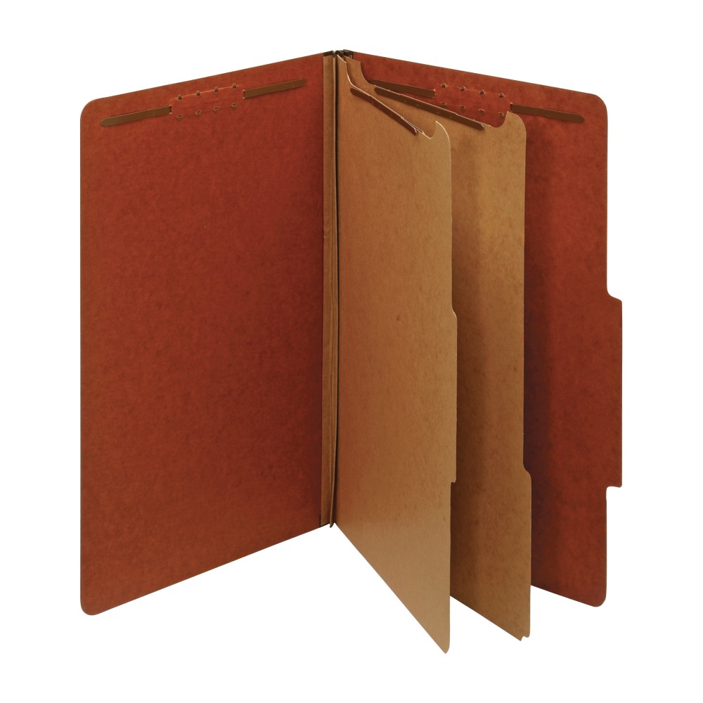 Office Depot Brand Classification Folders, 2 1/2in Expansion, Legal Size, 2 Dividers, 100% Recycled, Red, Pack Of 5 Folders (Min Order Qty 7) MPN:463794OD