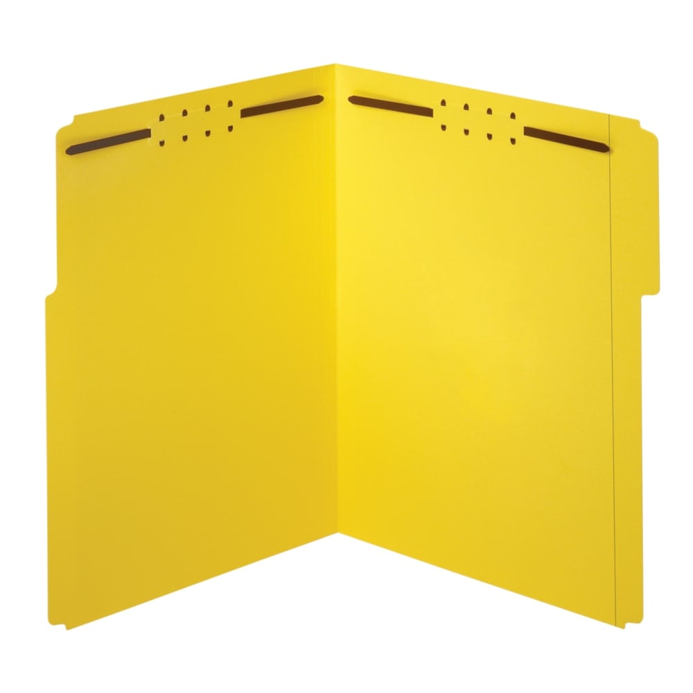 Office Depot Brand Color Fastener File Folders, 8 1/2in x 11in, Letter, Yellow, Box of 50 (Min Order Qty 4) MPN:OD22940