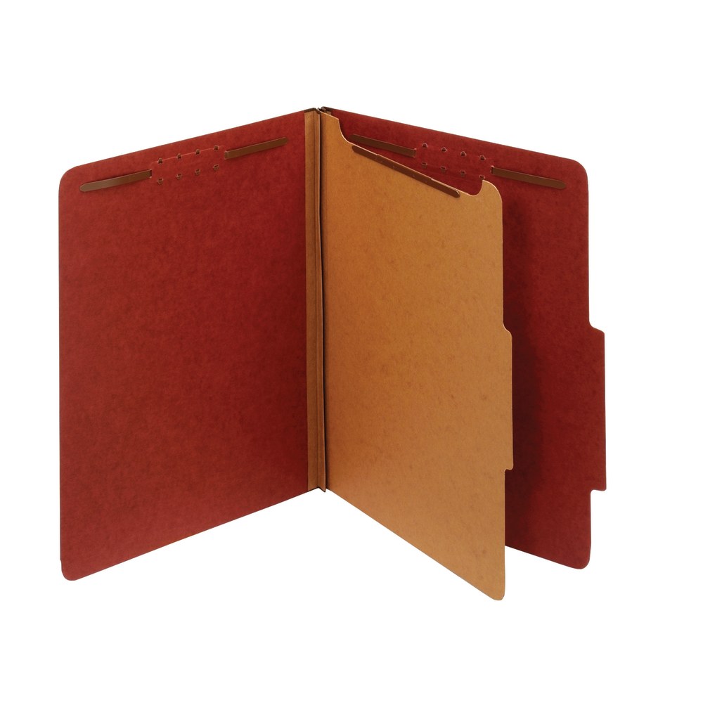 Office Depot Brand Pressboard Classification Folders With Fasteners, 1 Divider, Letter Size (8-1/2in x 11in), 2in Expansion, Red, Box Of 10 (Min Order Qty 5) MPN:OD23775R