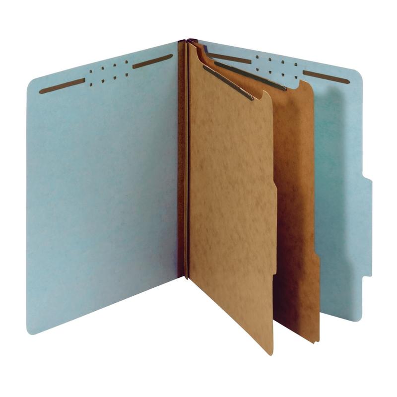 Office Depot Brand Pressboard Classification Folders With Fasteners And 2 Dividers, Letter Size, 100% Recycled, Light Blue, Box Of 10 (Min Order Qty 4) MPN:OD24030R