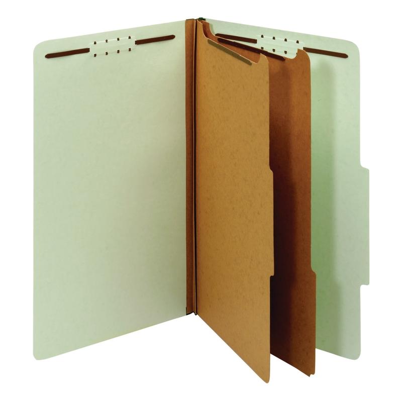 Office Depot Brand Pressboard Classification Folders With Fasteners, Legal Size, 100% Recycled, Light Green, Pack Of 10 Folders (Min Order Qty 3) MPN:OD29076R